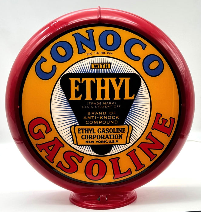 CONOCO ETHYL GASOLINE YELLOW Gas Pump Globe - FREE SHIPPING!!