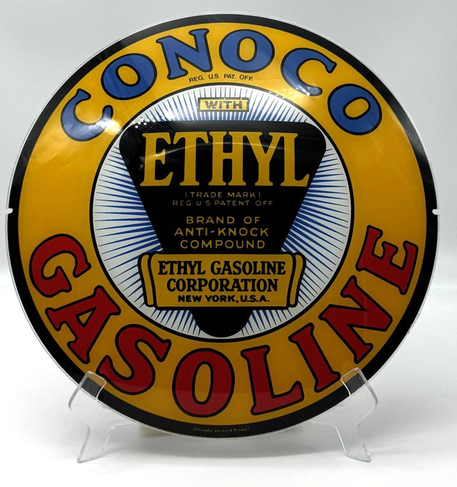 CONOCO ETHYL GASOLINE YELLOW Gas Pump Globe Face / Lens