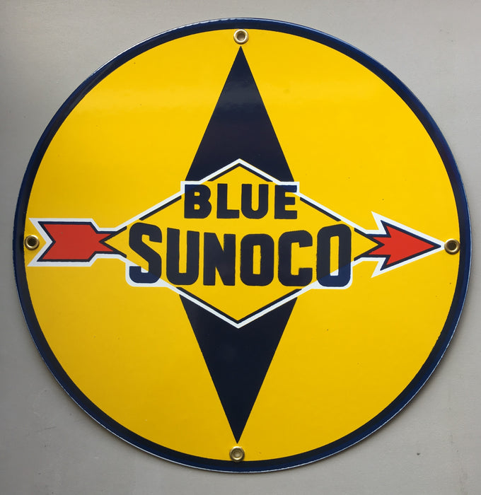 BLUE SUNOCO 12" PORCELAIN SIGN - FREE SHIPPING!!