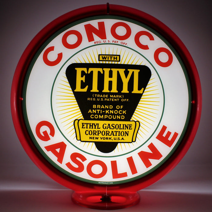 CONOCO ETHYL GASOLINE WHITE Gas Pump Globe