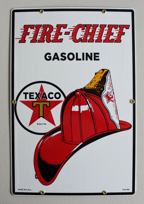 TEXACO FIRE CHIEF 12" X 18" Porcelain Sign - FREE SHIPPING!!