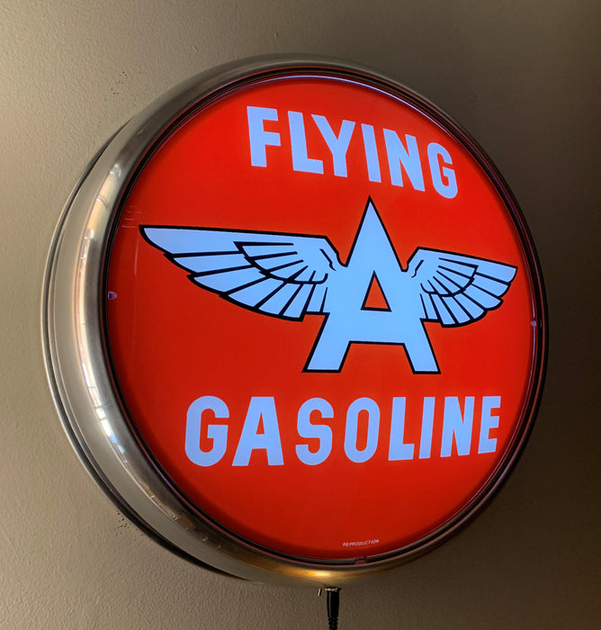 LED Wall Mount - Flying A Gasoline (Red Background)