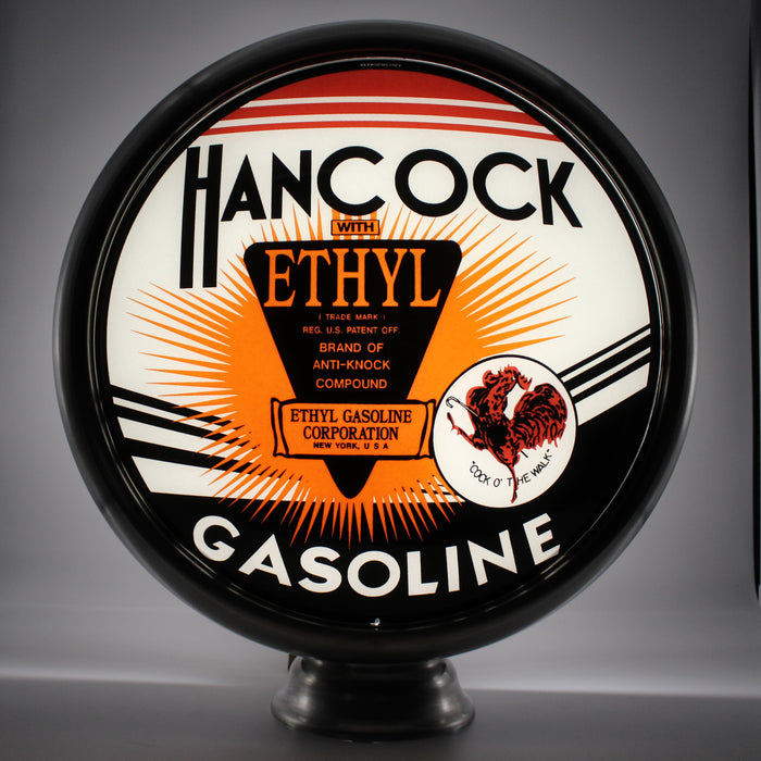 HANCOCK ETHYL GASOLINE 15" Ad Globe