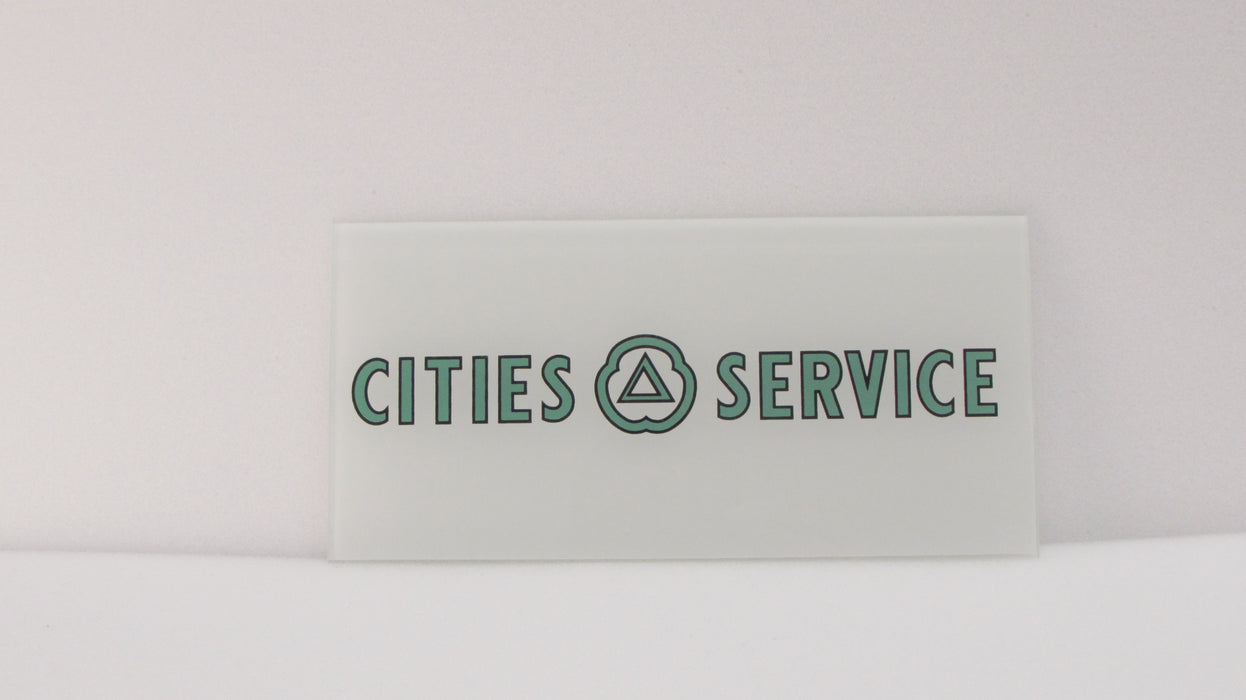 CITIES SERVICE GREEN Ad Glass Panel
