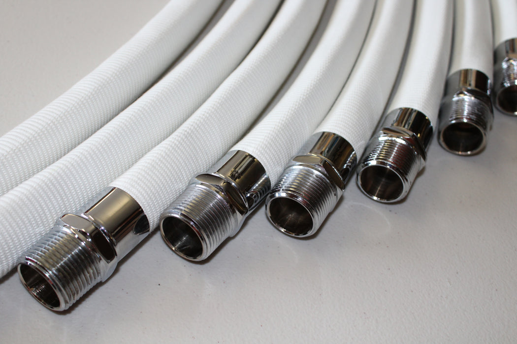 White Cloth Gas Pump Hose with CHROME ENDS - Free Shipping!!