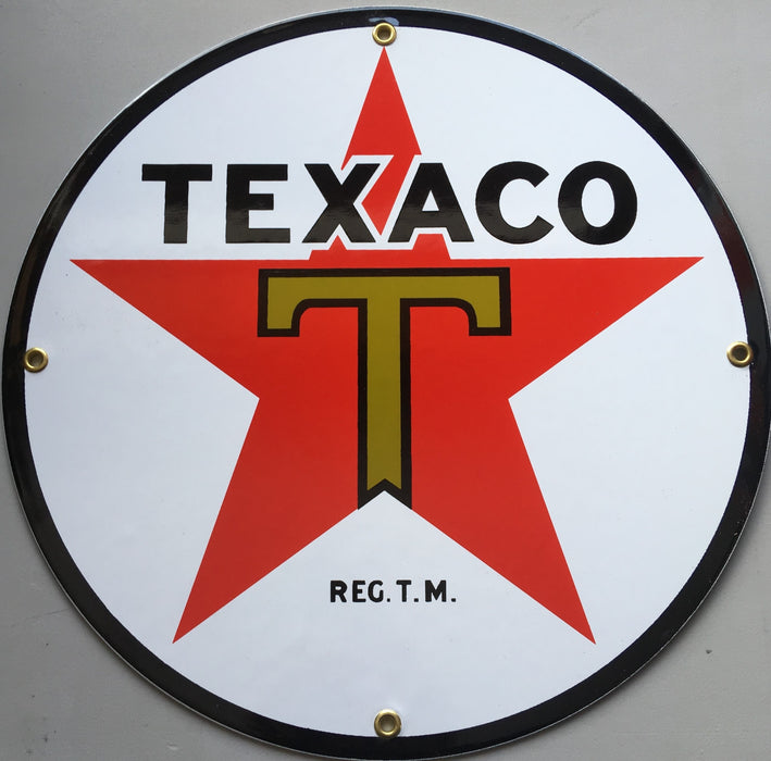 TEXACO STAR 12" PORCELAIN SIGN - FREE SHIPPING!!