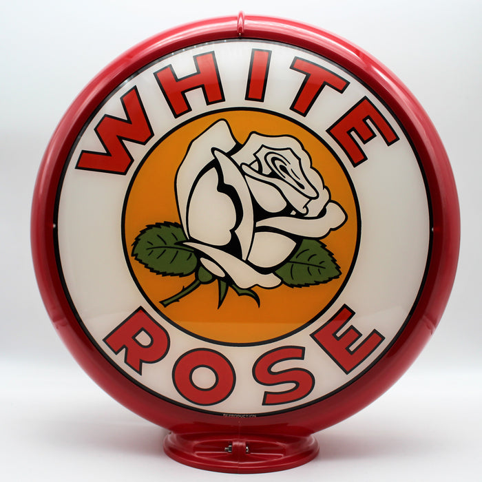 WHITE ROSE FLOWER 13.5" Glass Face