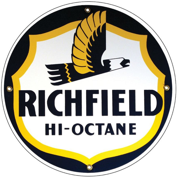 RICHFIELD HI-OCTANE 12" Porcelain Sign
