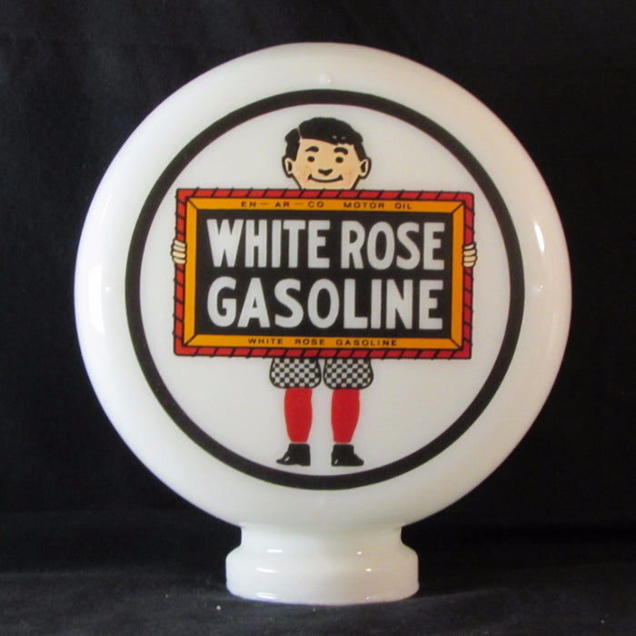 WHITE ROSE BOY GASOLINE 8" Mini Glass Globe